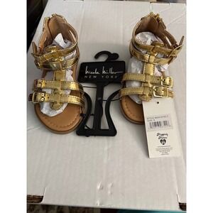 Nicole Miller New York Toddler Girls Gold Gladiator Sandals NGH18763-T Size 6